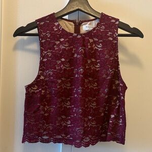 Babaton Burgundy Lace cropped Women Top